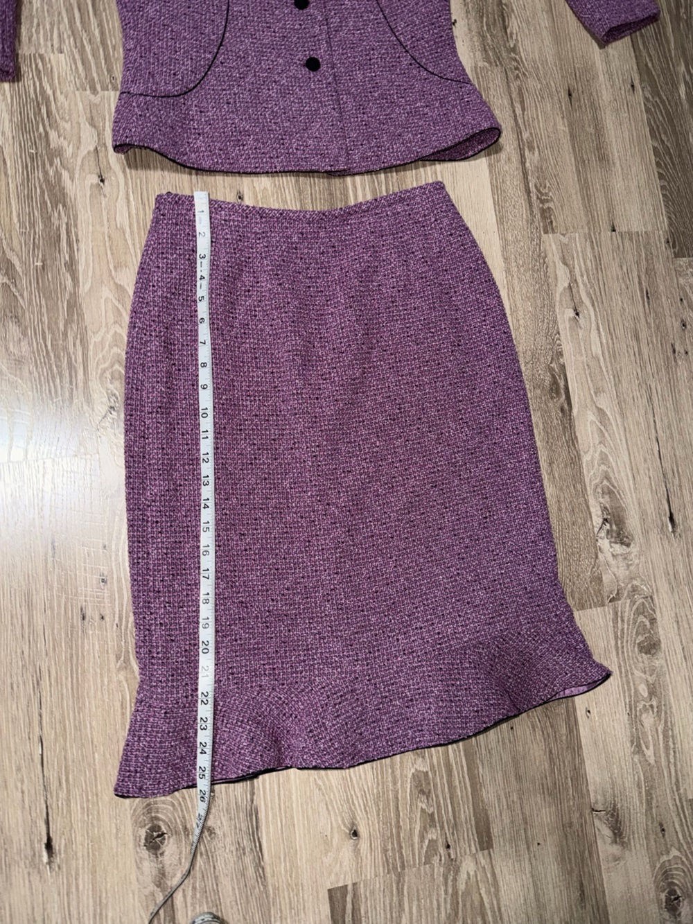 Kasper Purple Tweed Skirt Suit Blazer Ruffle Hem 2 Piece Women’s Size 6 - Picture 11 of 11